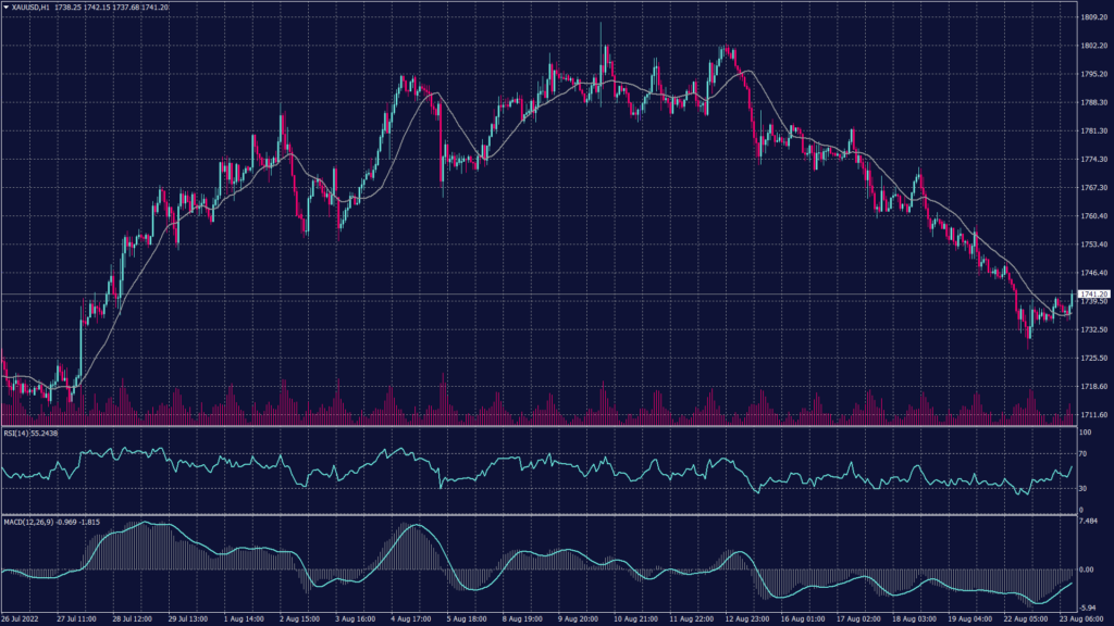 daily chart of spot gold shows sharper and clearer downtrend targeting the levels near $1,700 per ounce.